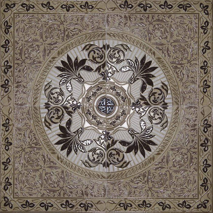 Декоративные элементы Azahar Roseton Halia, цвет бежевый, поверхность полированная, квадрат, 408x408