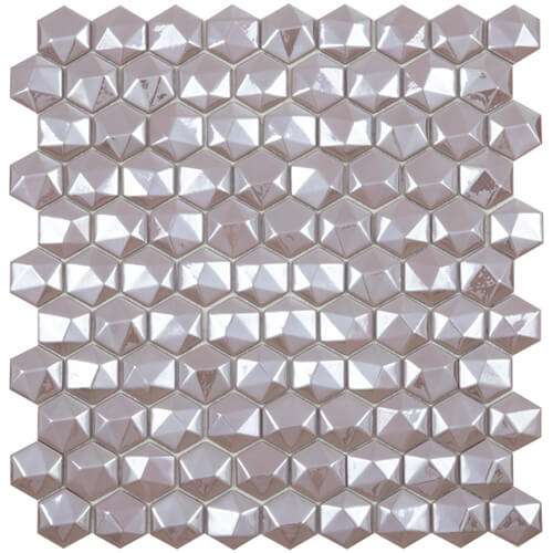 Мозаика Vidrepur Hex Diamond № 371d, цвет розовый, поверхность глянцевая, прямоугольник, 307x317