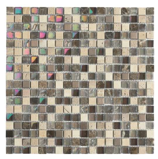 Мозаика Dune Materia Mosaics Jaipur 186477, цвет серый бежевый, поверхность глянцевая матовая, квадрат, 299x299