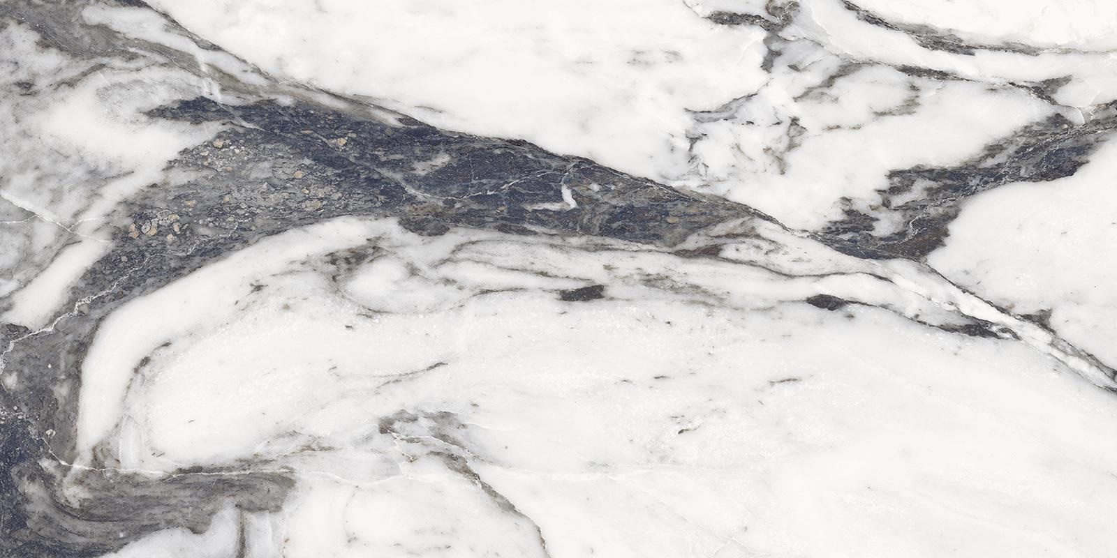 Керамогранит Provenza Unique Marble Bianco Siena Lappato EKSR, цвет чёрный, поверхность лаппатированная, прямоугольник, 600x1200