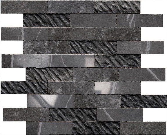 Мозаика Piemme Uniquestone Nite Mix All In 01791, цвет чёрный, поверхность матовая, под кирпич, 300x300