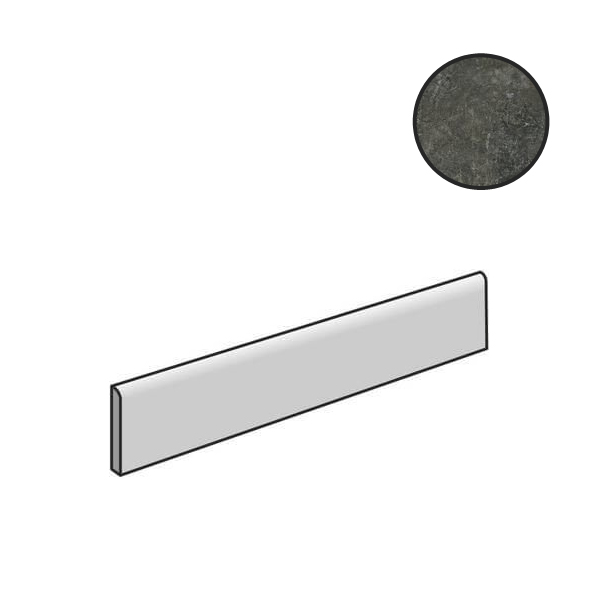 Бордюры Cerim Artifact Worked Charcoal 760918, цвет чёрный, поверхность матовая, прямоугольник, 46x600
