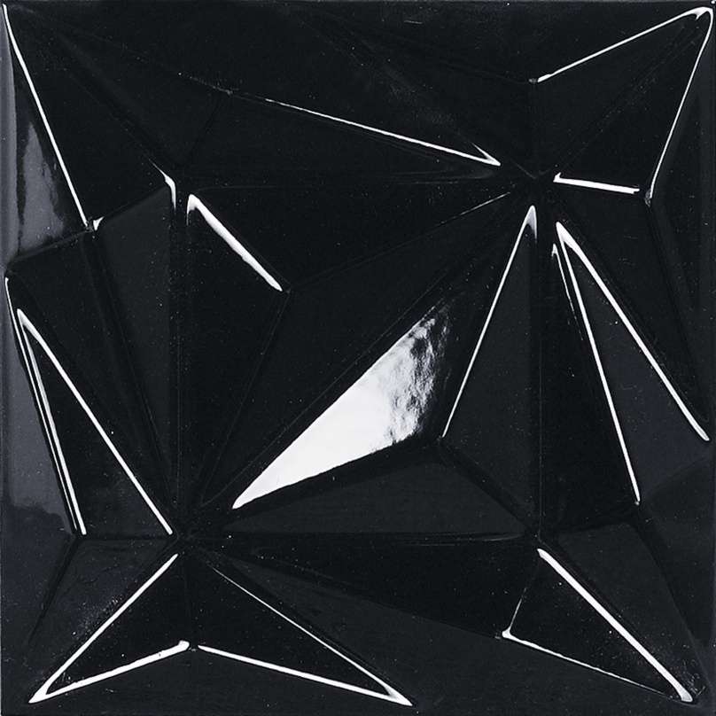 Керамическая плитка Baldocer Vitta Esenzia Coal, цвет чёрный, поверхность глянцевая рельефная, квадрат, 150x150