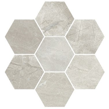 Мозаика Mariner Main Stone Mosaico Esagonetta Mix Ice, цвет серый, поверхность полированная, прямоугольник, 390x370