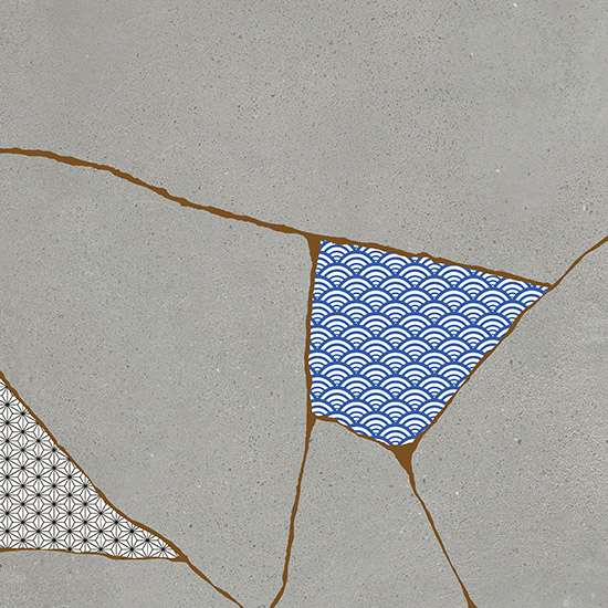 Керамогранит Fioranese Kintsugi Japan Hibi Fog Nat, цвет серый синий, поверхность натуральная, квадрат, 200x200