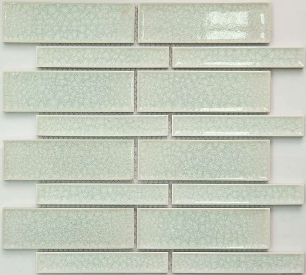 Мозаика NS Mosaic Rustic R-301, цвет зелёный, поверхность глянцевая, под кирпич, 297x300