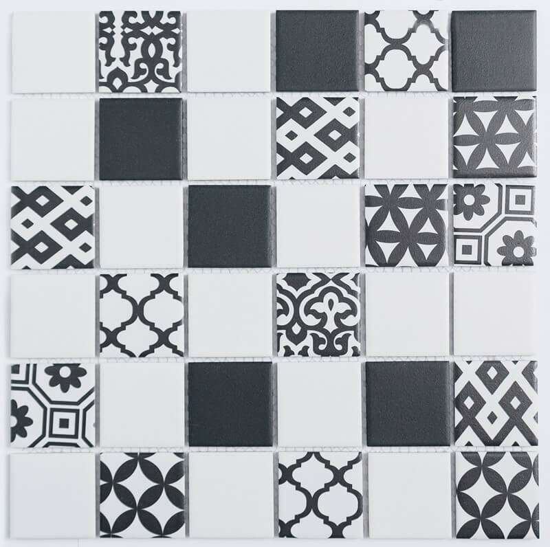 Мозаика NS Mosaic Rustic R-322, цвет чёрно-белый, поверхность матовая, квадрат, 306x306