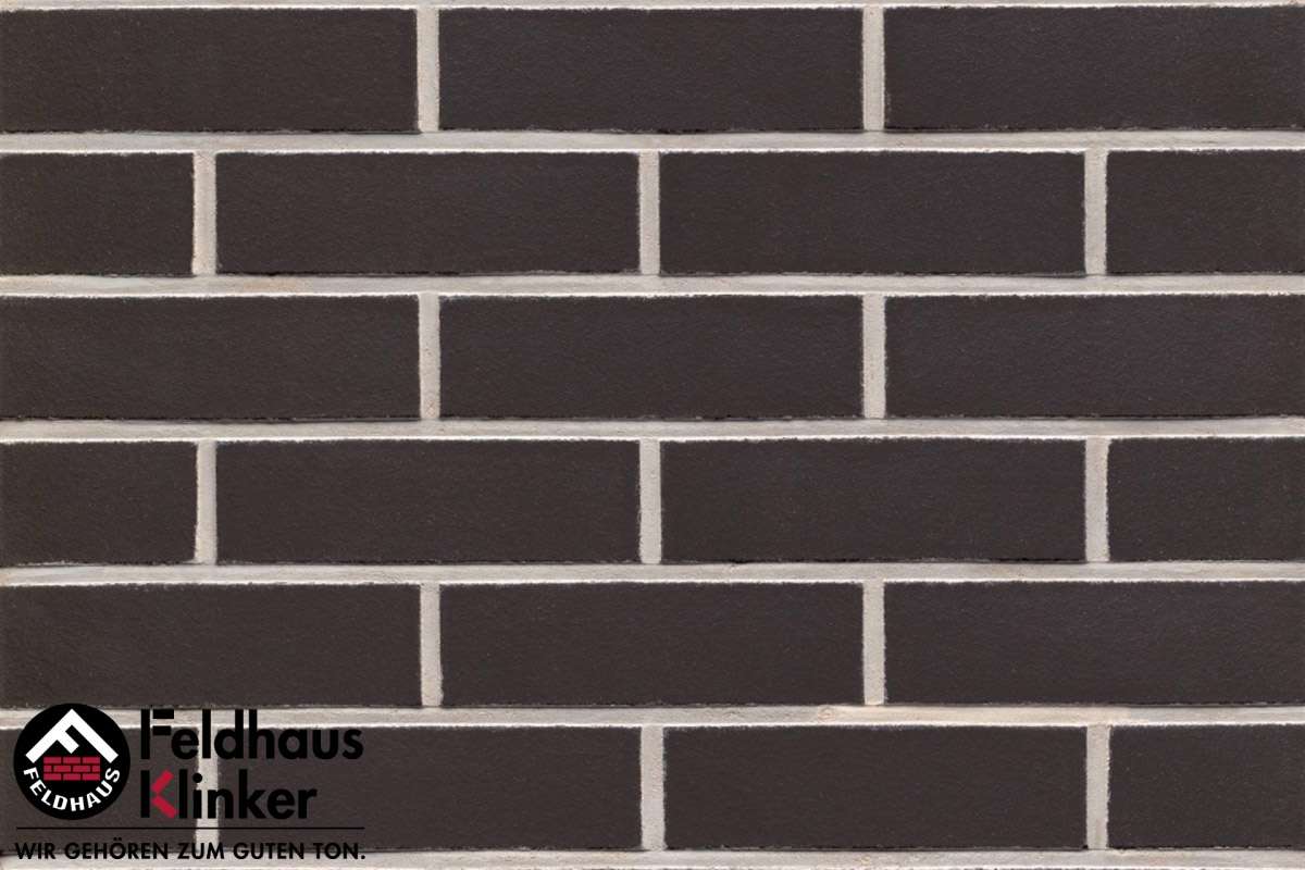 Клинкер Feldhaus Klinker Classic Anthracit Liso R700DF14, цвет чёрный, поверхность матовая, под кирпич, 52x240
