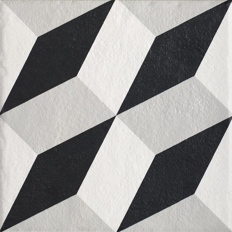 Керамическая плитка Paradyz Modern Theme A, цвет чёрно-белый, поверхность матовая, квадрат, 198x198