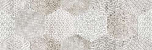 Декоративные элементы Aurelia Dec. Flou White Decoro Trama, цвет серый, поверхность глянцевая, прямоугольник, 200x600