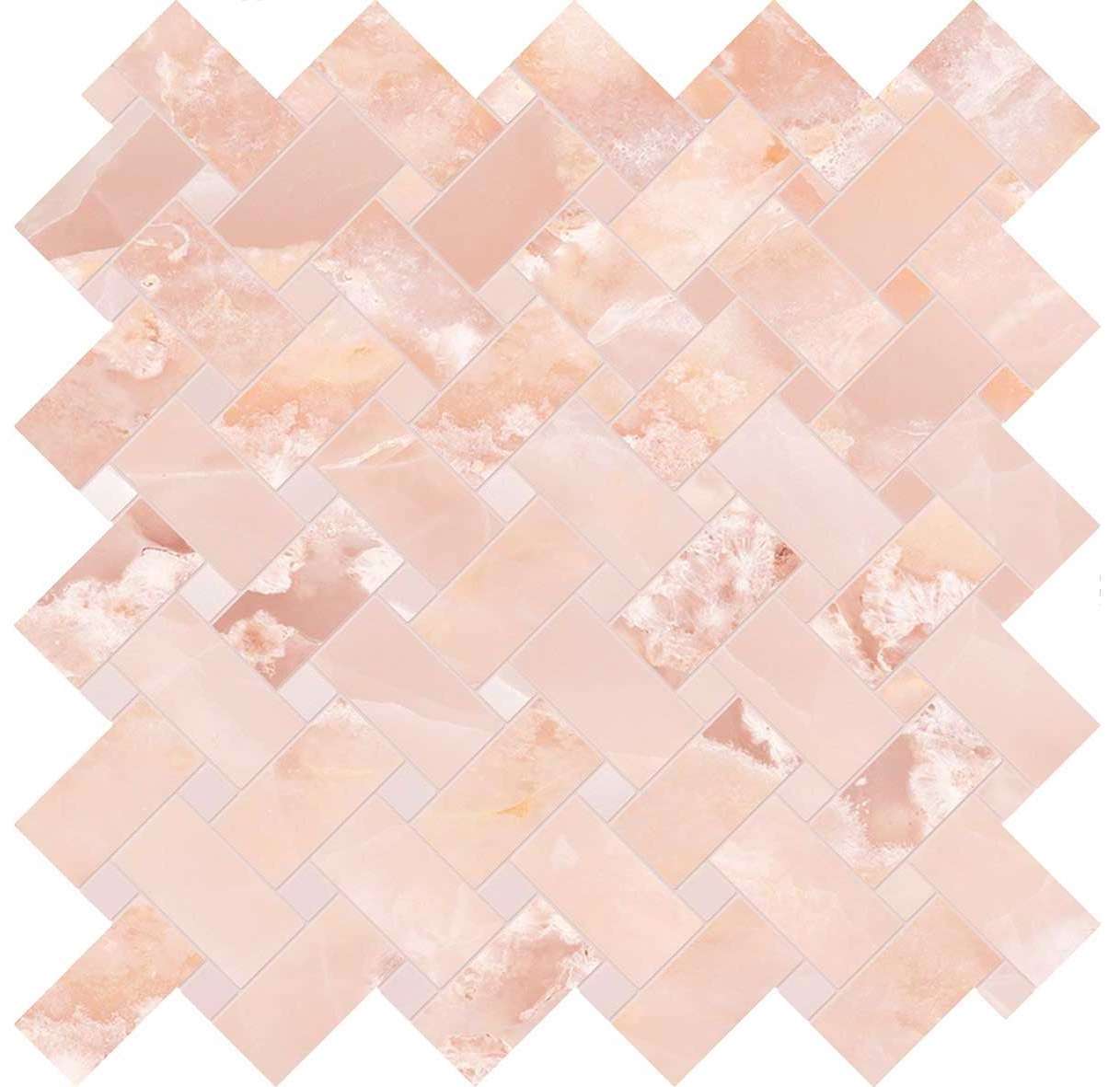 Мозаика Emilceramica (Acif) Tele Di Marmo Onyx Intrecci Pink Silk EKZJ, цвет розовый, поверхность матовая, , 300x300