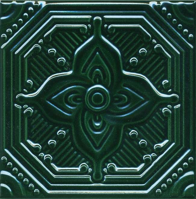 Декоративные элементы Kerama Marazzi Салинас Зеленый SSA003, цвет зелёный, поверхность глянцевая, квадрат, 150x150