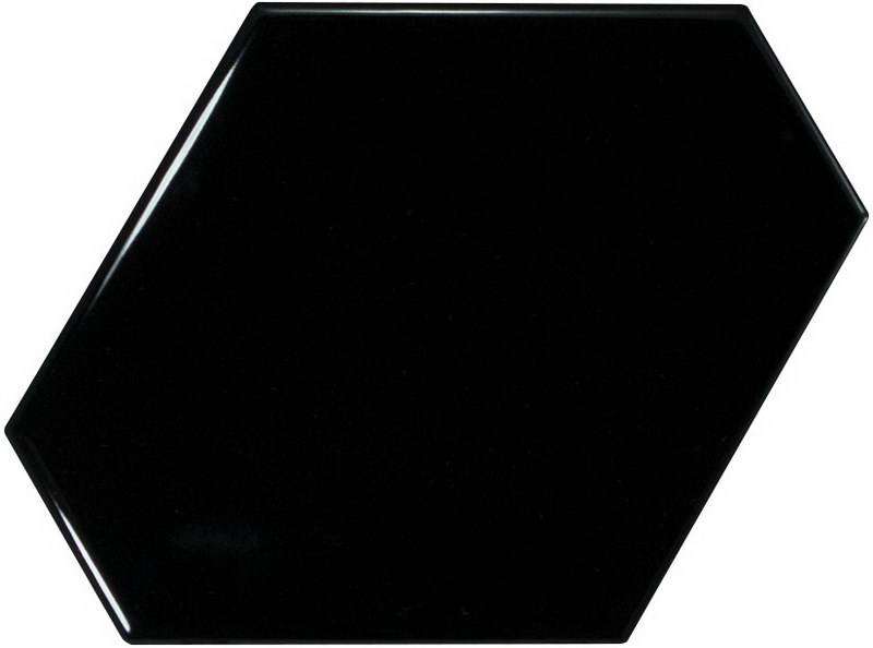 Керамическая плитка Equipe Scale Benzene Black 23833, цвет чёрный тёмный, поверхность глянцевая, шестиугольник, 108x124