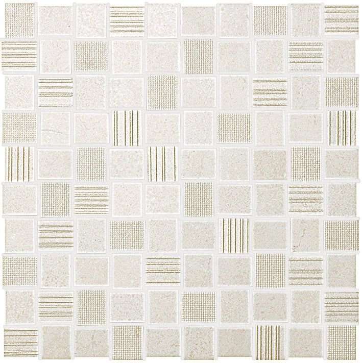 Мозаика Fap Desert Check White Mosaico FKIK, цвет бежевый, поверхность матовая, квадрат, 305x305