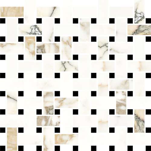 Мозаика Vallelunga Luce Oro Satin Basket 6001263, цвет бежевый чёрный, поверхность сатинированная, квадрат, 300x300