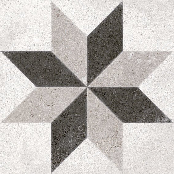 Декоративные элементы Vives Nassau Taito Blanco, цвет чёрно-белый, поверхность матовая, квадрат, 200x200