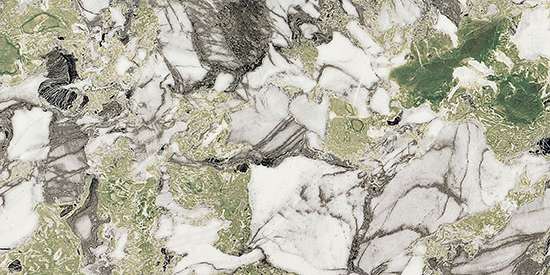 Керамогранит Fioranese Sound Of Marbles Screziato Vivace Matt, цвет белый зелёный, поверхность матовая, прямоугольник, 740x1480