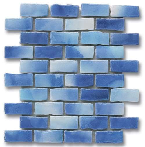 Мозаика Ker-av Frammenti&Riflessi Oltremare Mattoncini Muretto KER-9075, цвет синий, поверхность глянцевая, под кирпич, 235x270