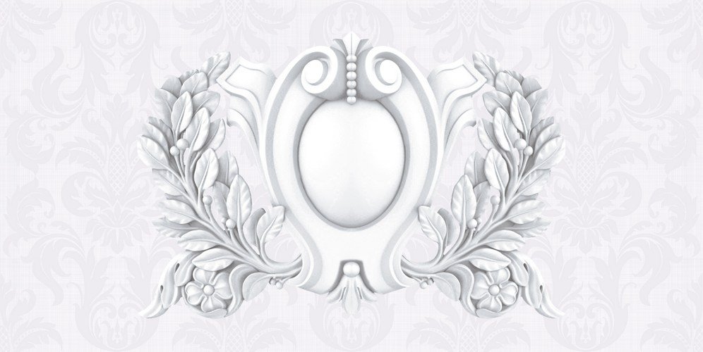 Декоративные элементы Piastrella Дамаск Ротонда Декор 2, цвет белый, поверхность матовая, прямоугольник, 250x500