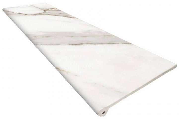Ступени Exagres Peldano Marbles Calacatta, цвет белый, поверхность матовая, прямоугольник с капиносом, 330x1200