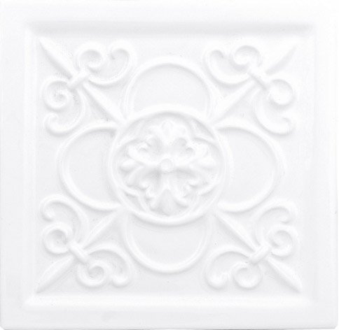 Декоративные элементы Adex ADST4028 Relieve Vizcaya Snow Cap, цвет белый, поверхность глянцевая, квадрат, 148x148
