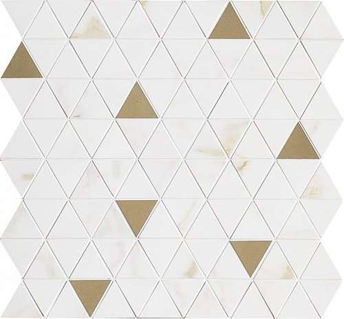 Мозаика Marazzi Italy Allmarble Wall Golden White Mosaico Tria Satin M8H1, цвет белый, поверхность сатинированная, прямоугольник, 400x430