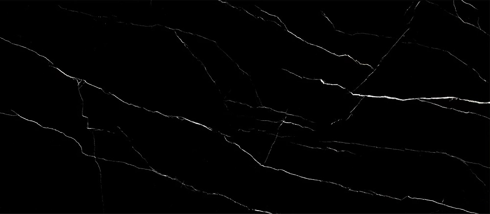 Широкоформатный керамогранит Staro Slab Marquina Olpse Luminous, цвет чёрный, поверхность глянцевая полированная, прямоугольник, 1200x2800