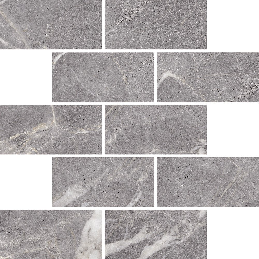 Мозаика Kerranova Marble trend K-1006/LR/m13, цвет серый, поверхность лаппатированная, кабанчик, 307x307