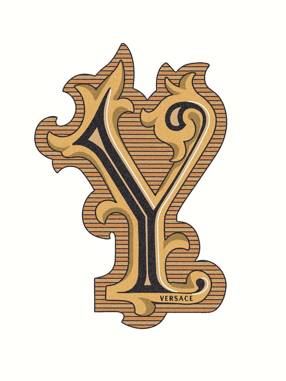 Декоративные элементы Versace Alphabet Lettera Bianca Y 48964, цвет белый чёрный золотой, поверхность глянцевая, прямоугольник, 145x194