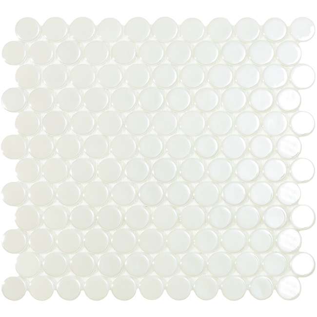 Мозаика Vidrepur Circle № 6000 BR Белый, цвет белый, поверхность глянцевая, квадрат, 300x300