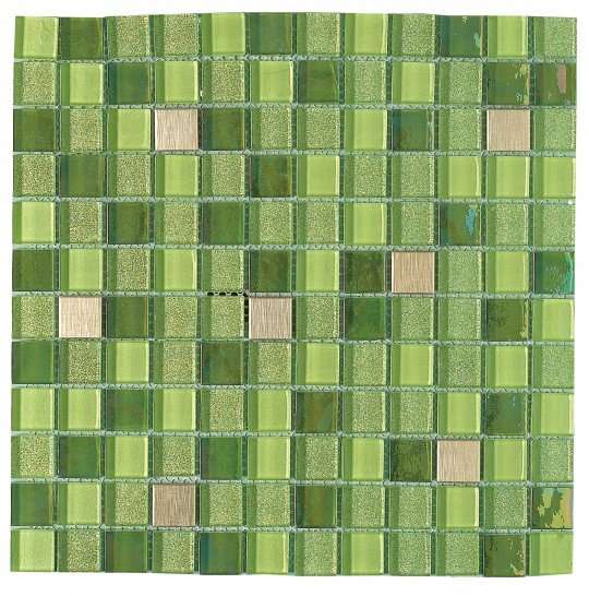Мозаика Dune Materia Mosaics Esmeralda 185677, цвет зелёный, поверхность глянцевая матовая, квадрат, 298x298