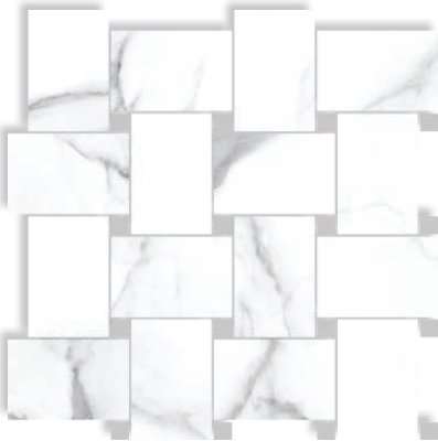 Мозаика Cerdomus Statuario Contrasti Bianco Lev. con Tozz. Piombo 72803, цвет белый, поверхность полированная, квадрат, 300x300