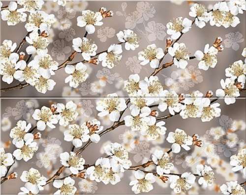 Декоративные элементы Azori Amati Decor Sakura, цвет коричневый, поверхность глянцевая, прямоугольник, 402x505