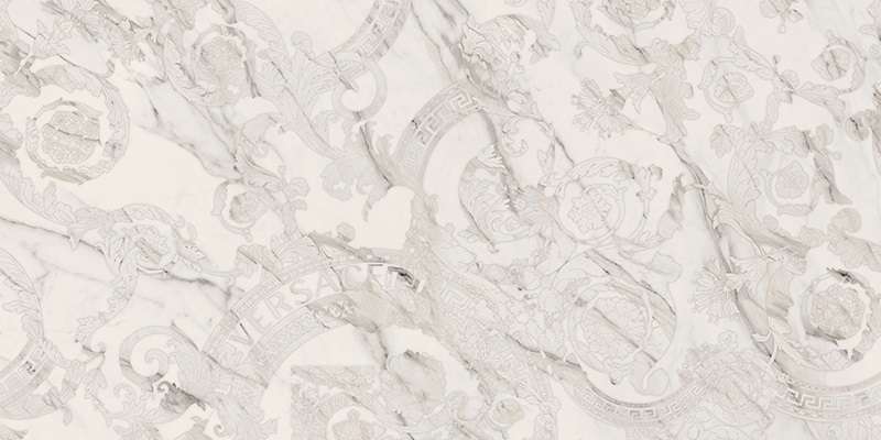 Керамогранит Versace Maximvs Statuario White Megabarocco Lux G67590, цвет бежевый, поверхность полированная, прямоугольник, 600x1200