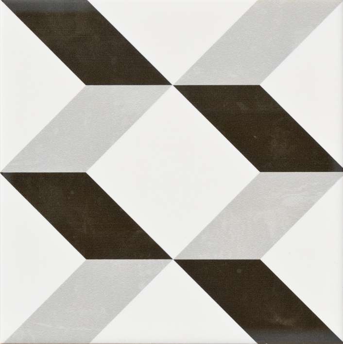 Керамическая плитка Aparici Vanguard Cube, цвет чёрно-белый, поверхность матовая, квадрат, 200x200