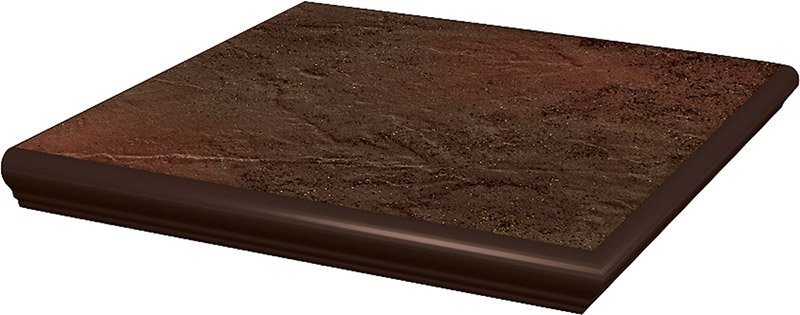 Ступени Paradyz Semir Brown Ступень с носиком угловая, цвет коричневый, поверхность матовая, квадрат с капиносом, 330x330