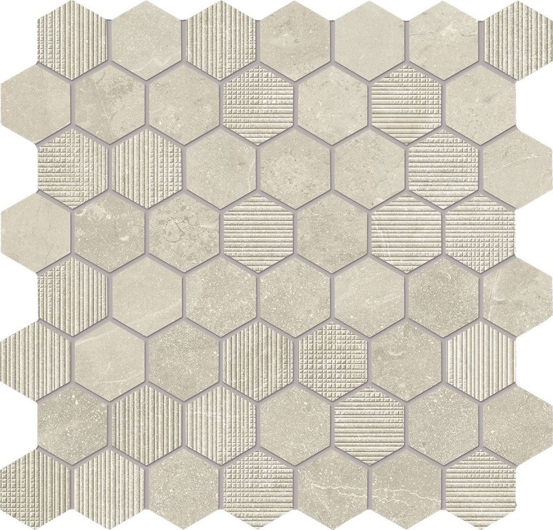 Мозаика Provenza Eureka Mosaico Esagona Sabbia EF4G, цвет бежевый, поверхность матовая 3d (объёмная), шестиугольник, 300x300