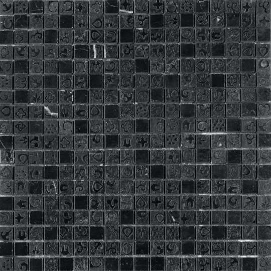 Мозаика Dune Stone Mosaics Нammam 186466, цвет чёрный, поверхность глянцевая матовая, квадрат, 304x305
