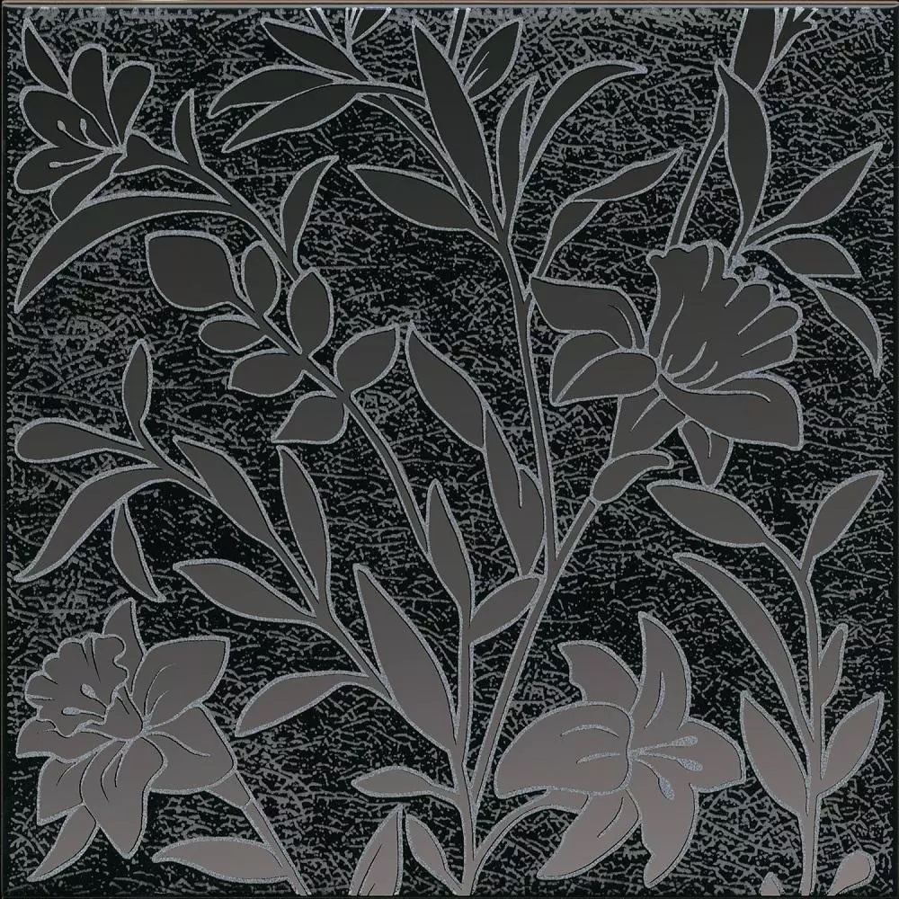 Декоративные элементы Kerama Marazzi Барберино 4 чёрный глянцевый HGD\B568\5292, цвет чёрный, поверхность глянцевая, квадрат, 200x200