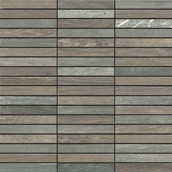 Мозаика Kronos Wood Side Wood Dark Mosaico 6615, цвет серый тёмный, поверхность матовая, квадрат, 300x300