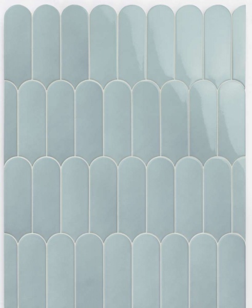 Керамическая плитка Natucer Fan Mix Acqua, цвет голубой, поверхность глянцевая, чешуя, 72x195