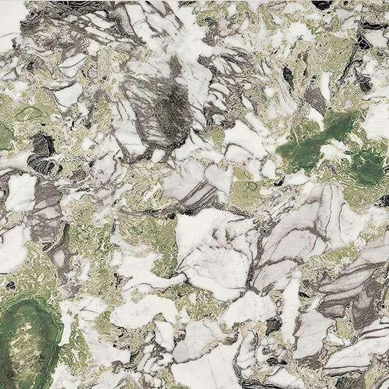 Керамогранит Fioranese Sound Of Marbles Screziato Vivace Lev, цвет белый зелёный, поверхность полированная, квадрат, 740x740