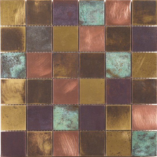 Мозаика Dune Materia Mosaics Bronzo 187120, цвет разноцветный, поверхность глянцевая, матовая, квадрат, 298x298