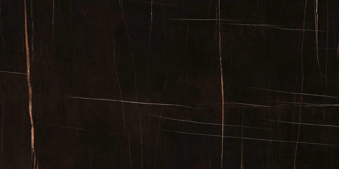 Керамогранит FMG Sahara Noir Silk. SY737364MF6, цвет чёрный, поверхность матовая, прямоугольник, 375x750