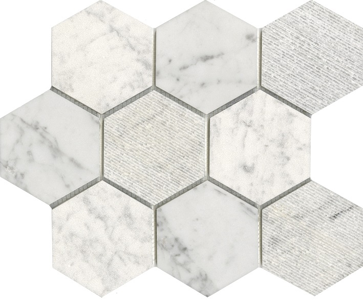Мозаика L'Antic Colonial World Hexagon Texture White L241717421, цвет белый, поверхность матовая, шестиугольник, 259x299