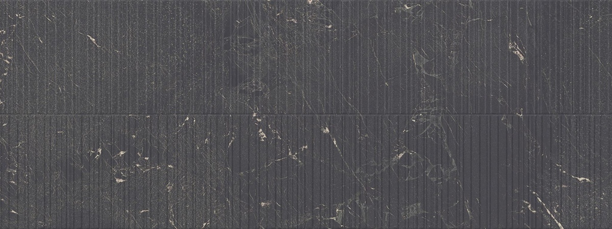 Керамическая плитка Porcelanosa Nolita Madison Marquina 100330294, цвет чёрный, поверхность матовая 3d (объёмная), прямоугольник, 450x1200