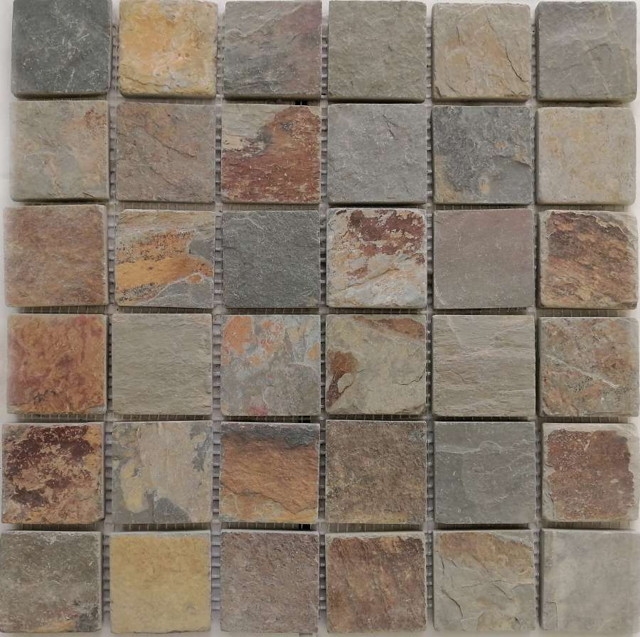 Мозаика Pixel Mosaic PIX300 Сланец (48х48 мм), цвет коричневый, поверхность натуральная, квадрат, 305x305