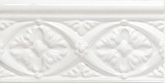 Бордюры Adex ADNE4002 Relieve Bizantino Blanco Z, цвет белый, поверхность глянцевая, прямоугольник, 75x150