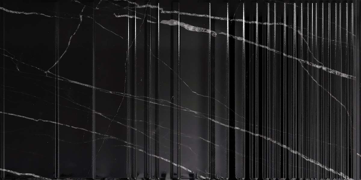 Керамическая плитка Axima Орлеан Черная Рельеф, цвет чёрный, поверхность глянцевая рельефная, прямоугольник, 300x600
