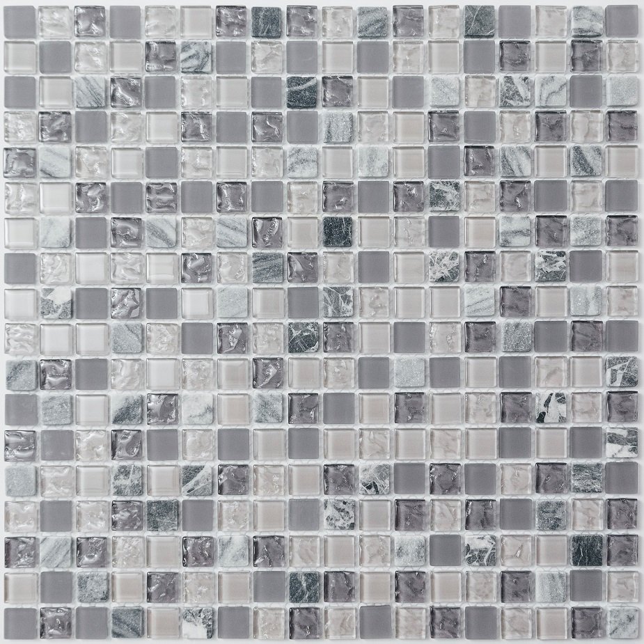 Мозаика NS Mosaic S-858, цвет серый, поверхность глянцевая, квадрат, 305x305